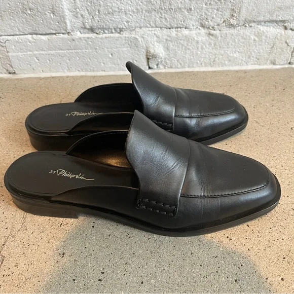 3.1 Phillip Lim Alexa Flat Mules in Black Leather - Picture 5 of 12